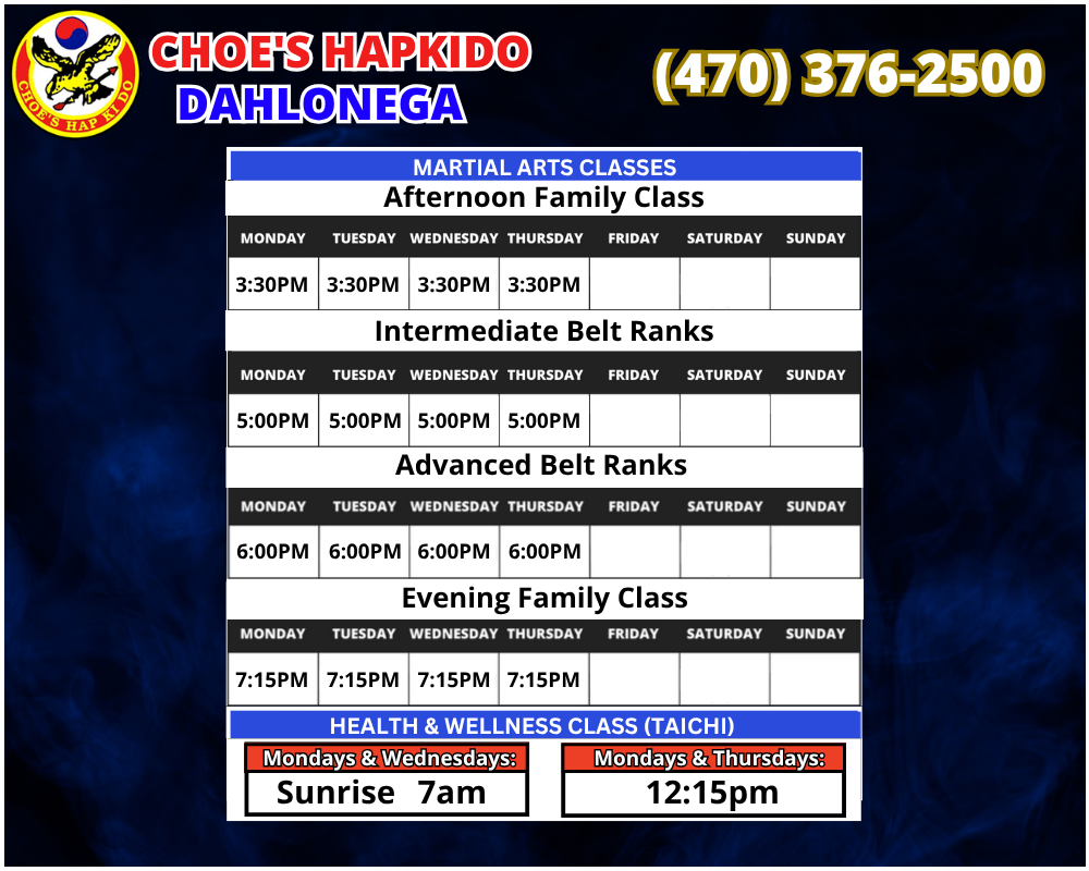 Martial Arts Dahlonega Georgia Schedule