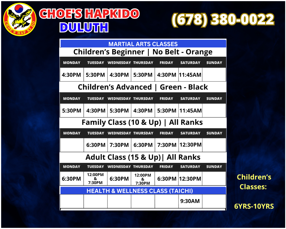 Martial Arts Duluth Georgia Schedule