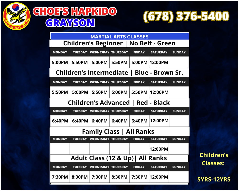 Martial Arts Grayson Georgia Schedule