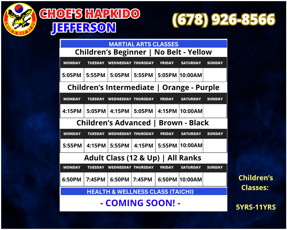 Martial Arts Jefferson Georgia Schedule