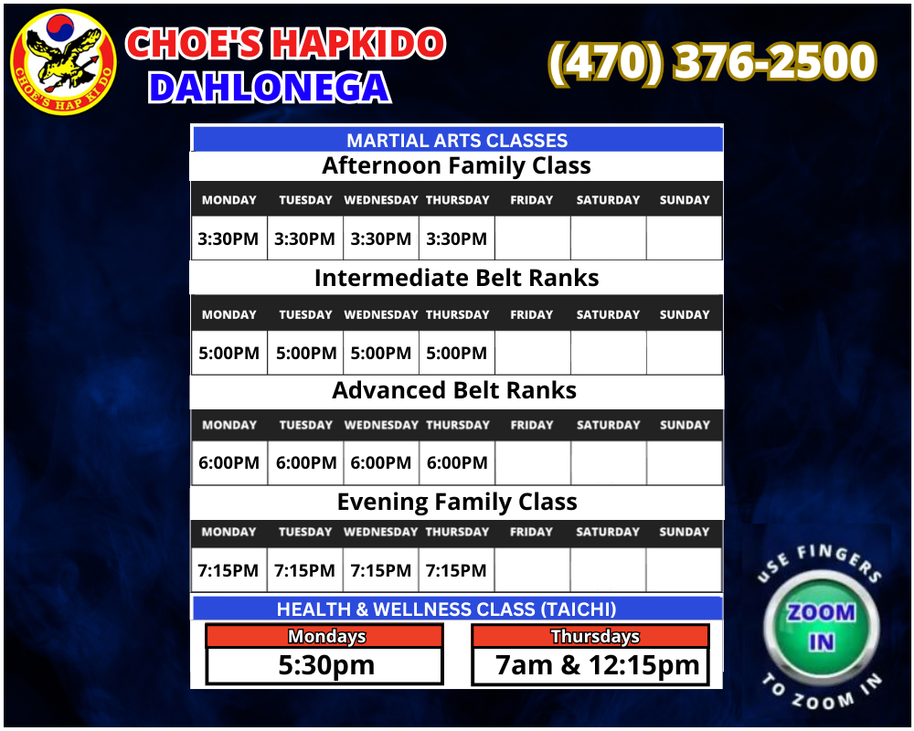 Martial Arts Dahlonega Georgia Schedule