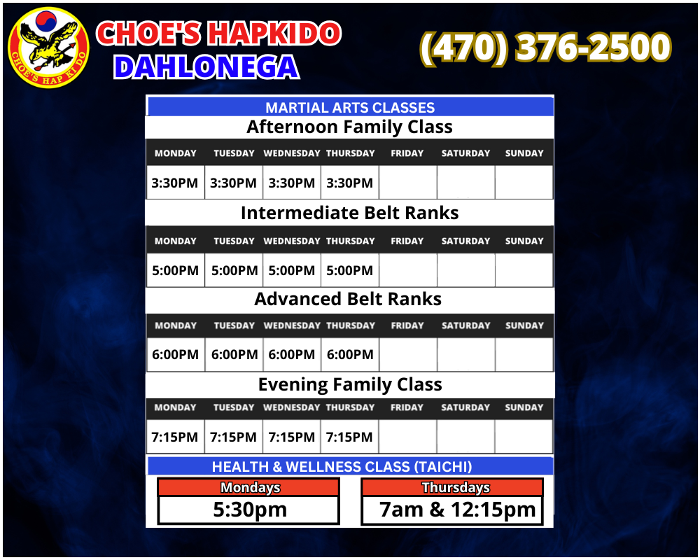 Martial Arts Dahlonega Georgia Schedule
