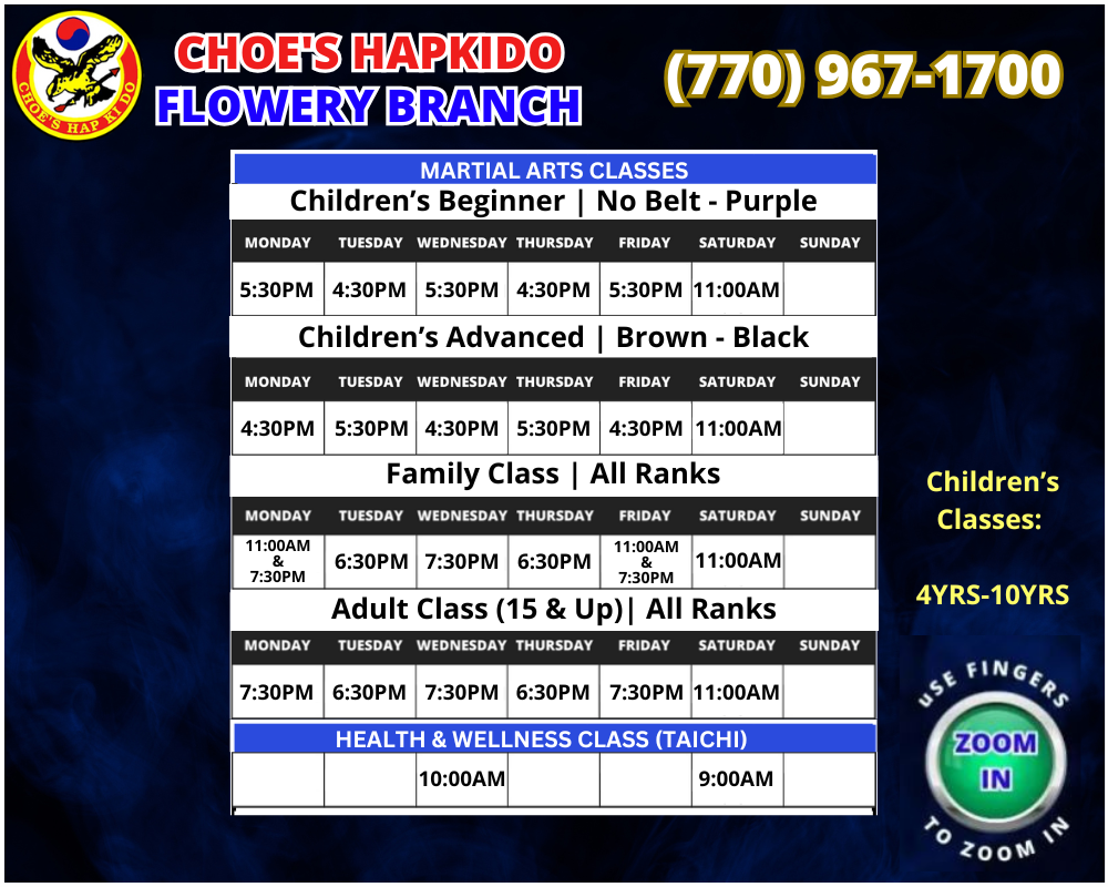 Martial Arts Flowery Branch Georgia Schedule