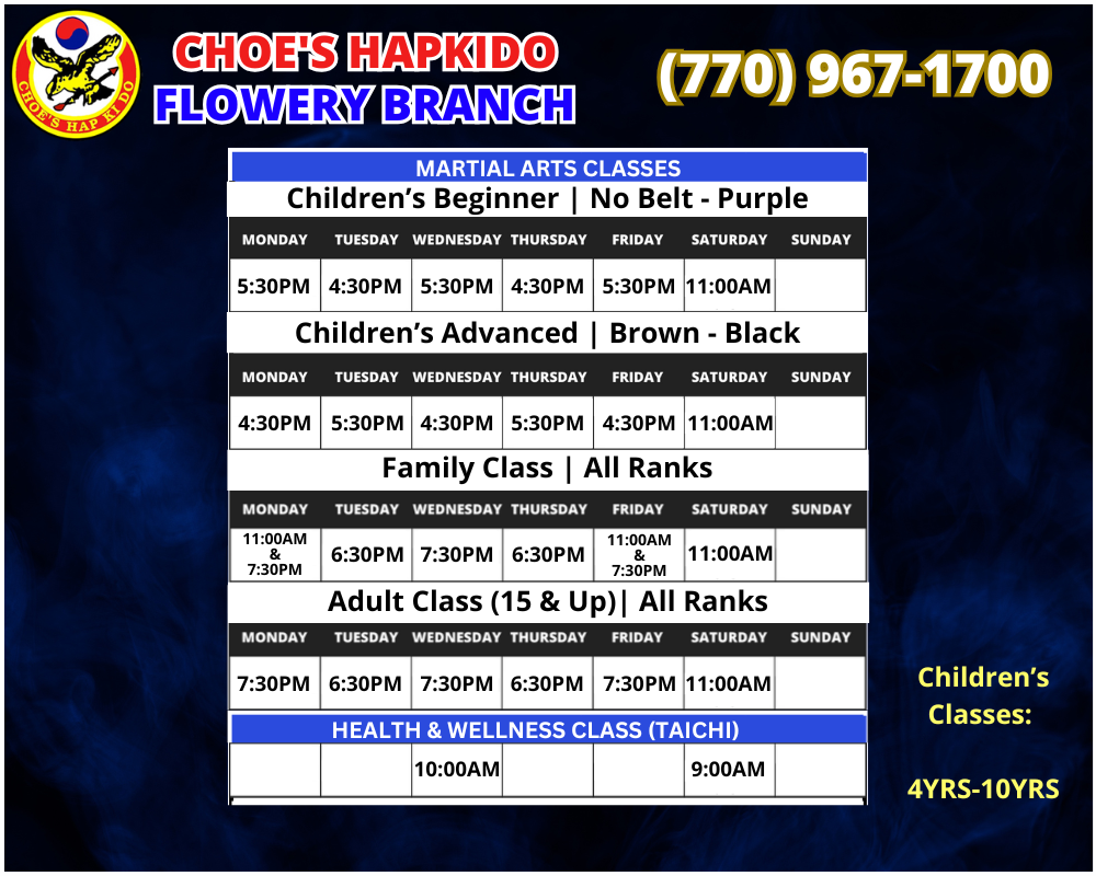 Martial Arts Flowery Branch Georgia Schedule