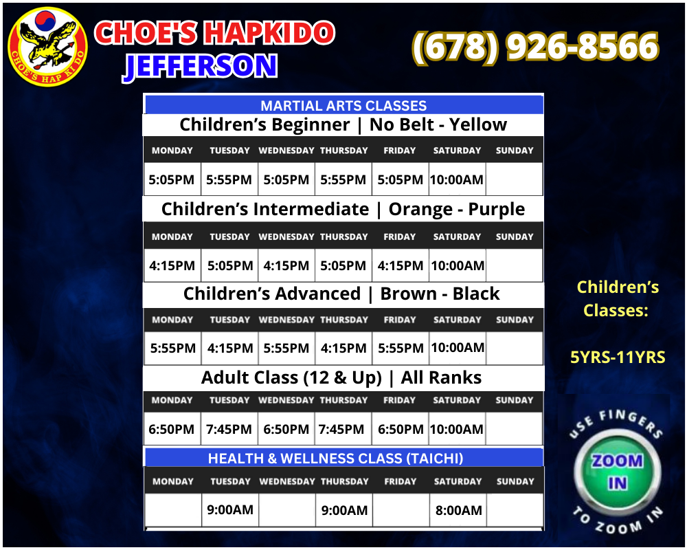 Martial Arts Jefferson Georgia Schedule