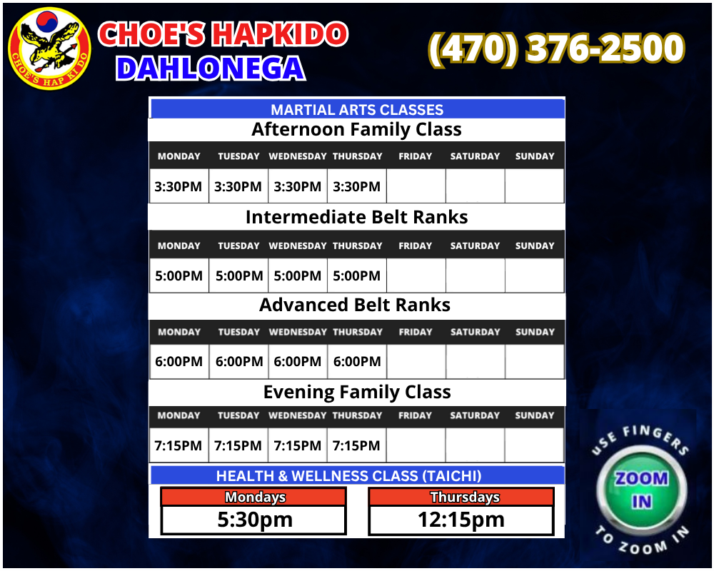 Martial Arts Dahlonega Georgia Schedule