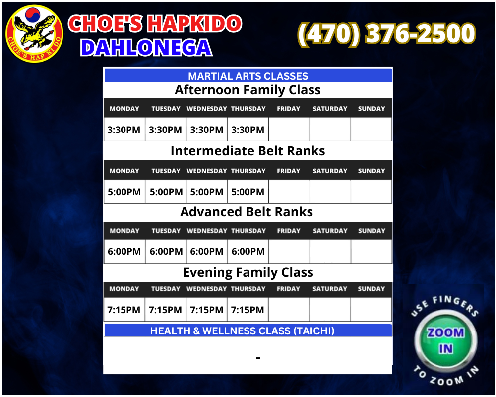Martial Arts Dahlonega Georgia Schedule. Trial Karate Classes in Dahlonega.